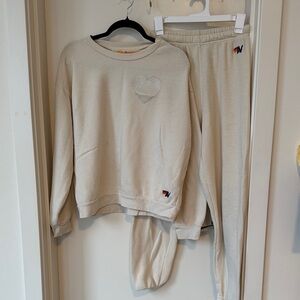 Aviator Nation Cream Kids Joggers and Sweatshirt Set